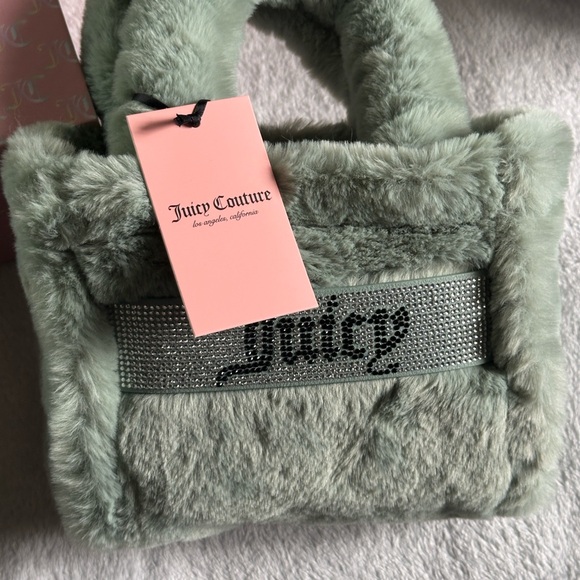 Juicy Couture Handbags - Juicy Couture Green Faux Fur Mini-Handbag NWT Y2K Rhinestone Logo